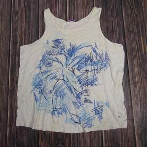 Jordache Tank Top Mens Large White Vintage Abstract Graphic Cotton Sleeveless‎